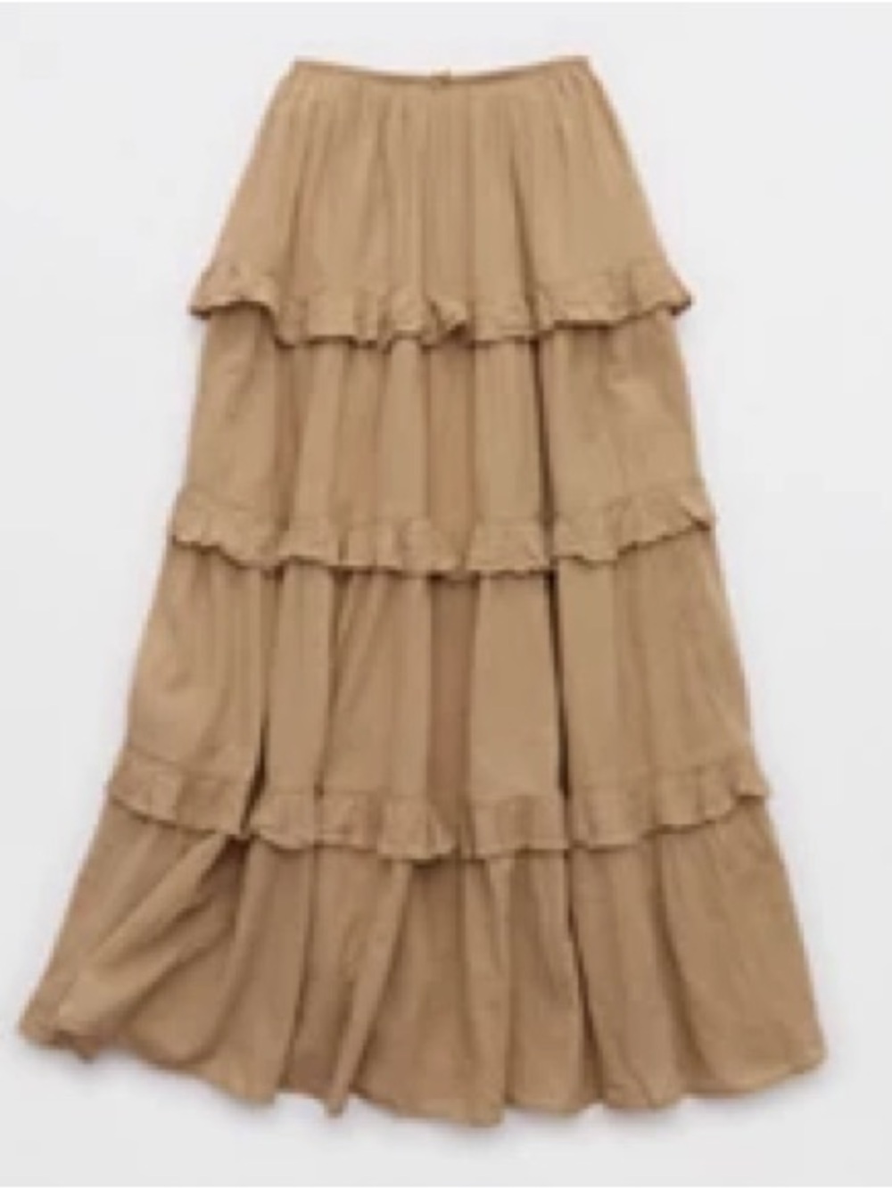 Aerie | Tiered Maxi Skirt in Taupe | M